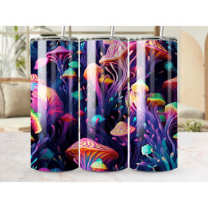 Colorful Mushrooms- 20oz Straight Skinny Tumbler Stainless Custom Drinkware Gift